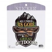 6pk -Sticker All I Need Is God Canoe Outdoors - Pack of 6 6pk -Sticker All I Need Is God Canoe Outdoors - Pack of 6