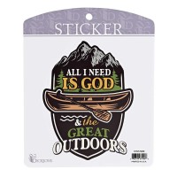 6pk -Sticker All I Need Is God Canoe Outdoors - Pack of 6