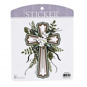 6pk -Sticker Floral Cross Joshua 24:15 - Pack of 6 6pk -Sticker Floral Cross Joshua 24:15 - Pack of 6