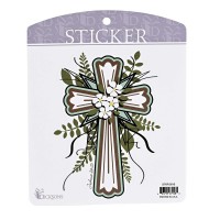 6pk -Sticker Floral Cross Joshua 24:15 - Pack of 6