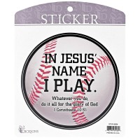 6pk -Sticker Baseball In Jesus Name I Play - Pack of 6 6pk -Sticker Baseball In Jesus Name I Play - Pack of 6