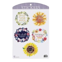 6pk -Sticker Flowers With Scripture - Pack of 6 6pk -Sticker Flowers With Scripture - Pack of 6