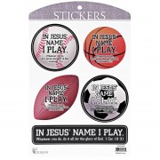 6pk -Sticker Sports In Jesus Name I Play - Pack of 6