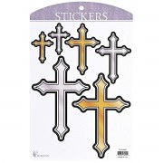 6pk -Sticker Silver Gold Cross Collection - Pack of 6