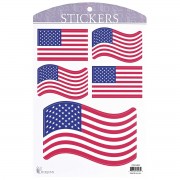 6pk -Sticker Patriotic American Flags Assort - Pack of 6