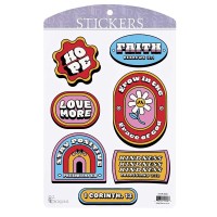 6pk -Sticker Retro Graphics Text Collection - Pack of 6