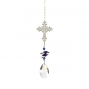 3pk -SUN CAT CROSS BLUE BEAD CRYSTL 10"W/SUC - Pack of 3 3pk -SUN CAT CROSS BLUE BEAD CRYSTL 10"W/SUC - Pack of 3