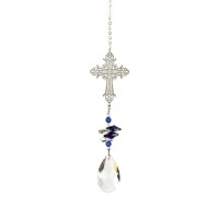 3pk -SUN CAT CROSS BLUE BEAD CRYSTL 10"W/SUC - Pack of 3 3pk -SUN CAT CROSS BLUE BEAD CRYSTL 10"W/SUC - Pack of 3