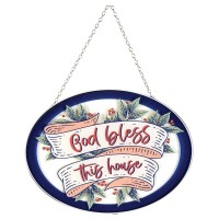 2pk -Suncatcher God Bless This House 9in Oval - (Pack of 2) 2pk -Suncatcher God Bless This House 9in Oval - (Pack of 2)