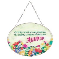 2pk -Oval Suncatcher As Tulips Nod Floral 9in - (Pack of 2)