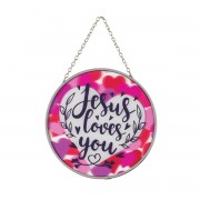 2pk -Suncatcher Jesus Loves You 6in Round - (Pack of 2) 2pk -Suncatcher Jesus Loves You 6in Round - (Pack of 2)