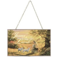 2pk -Suncatcher Jesus And The Lamb 8x5 - (Pack of 2)