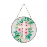 2pk -Suncatcher Floral Cross 6in Round - (Pack of 2) 2pk -Suncatcher Floral Cross 6in Round - (Pack of 2)