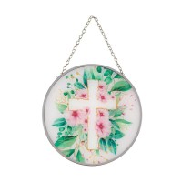 2pk -Suncatcher Floral Cross 6in Round - (Pack of 2) 2pk -Suncatcher Floral Cross 6in Round - (Pack of 2)