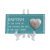 2pk -Tbltop Tile Baptism Teal W/Locket - (Pack of 2)