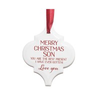 2pk -ORNAMENT-MERRY CHRISTMAS/SON - (Pack of 2)