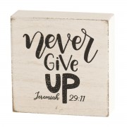 2pk -TTOP PLK NEVER GIVE UP JER 29:11 WHT 3"H - (Pack of 2) 2pk -TTOP PLK NEVER GIVE UP JER 29:11 WHT 3"H - (Pack of 2)
