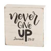 2pk -TTOP PLK NEVER GIVE UP JER 29:11 WHT 3"H - (Pack of 2) 2pk -TTOP PLK NEVER GIVE UP JER 29:11 WHT 3"H - (Pack of 2)
