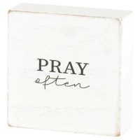 2pk -TTOP PLK PRAY OFTEN MDF WHT 3"H - (Pack of 2)