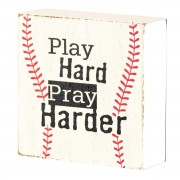 2pk -Tabletop Plaque Baseball Play Hard 3x3 - (Pack of 2)