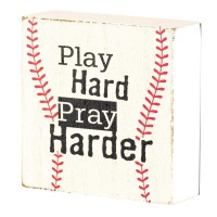 2pk -Tabletop Plaque Baseball Play Hard 3x3 - (Pack of 2)