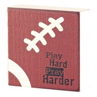 2pk -Tabletop Plaque Football Play Hard 3x3 - (Pack of 2)
