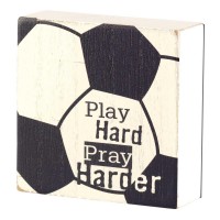 2pk -Tabletop Plaque Soccer Play Hard 3x3 - (Pack of 2)