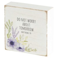 2pk -Tabletop Plaque Do Not Worry About 3x3 - (Pack of 2)