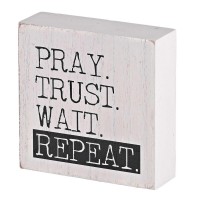 2pk -Tabletop Plaque Pray Trust Wait Repeat - (Pack of 2) 2pk -Tabletop Plaque Pray Trust Wait Repeat - (Pack of 2)