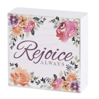2pk -Tabletop Plaque Rejoice Always 3x3 - (Pack of 2)