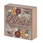 2pk -Tabletop Plaque Bless This House 3x3 - (Pack of 2)