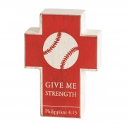 2pk -TTOP CRS BASEBALL GIVE ME MDF WHT 4"H - (Pack of 2) 2pk -TTOP CRS BASEBALL GIVE ME MDF WHT 4"H - (Pack of 2)