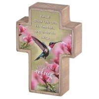2pk -Tabletop Cross Hummingbird He Will Cover - (Pack of 2)