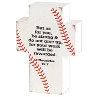 2pk -Tabletop Plaque Cross Baseball 2Chron.15 - (Pack of 2)