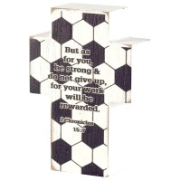 2pk -Tabletop Plaque Cross Soccer 2Chron.15:7 - (Pack of 2)