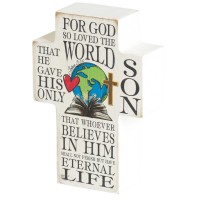 2pk -Tabletop Plaque Cross For God So 3x4 - (Pack of 2) 2pk -Tabletop Plaque Cross For God So 3x4 - (Pack of 2)