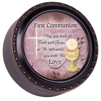 Tiny Round Keepsake Box First Communion