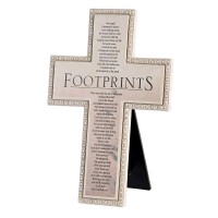 2pk -Tabletop Beaded Cross Footprints Poem - (Pack of 2)