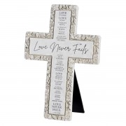 2pk -Tabletop Floral Cross Love Never Fails - (Pack of 2) 2pk -Tabletop Floral Cross Love Never Fails - (Pack of 2)