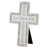 2pk -Tabletop Floral Cross Love Never Fails - (Pack of 2)