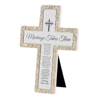 2pk -Tabletop Cross Marriage Takes Three Poem - (Pack of 2)