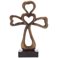 2pk -Brown Contemporary Heart Cross On Base - (Pack of 2)