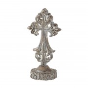 CRS TTOP ANTIQUE WOOD TONE CROSS RSN 7"H CRS TTOP ANTIQUE WOOD TONE CROSS RSN 7"H