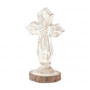 CRS TTOP ANTIQUE WHITE CROSS RSN 6"H CRS TTOP ANTIQUE WHITE CROSS RSN 6"H