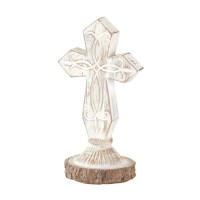 CRS TTOP ANTIQUE WHITE CROSS RSN 6"H