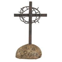 2pk -Tabletop Cross He Is Risen Metal 7.875in - (Pack of 2)