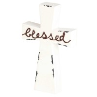 2pk -Tabletop Cross Blessed Enamel-look 7h - (Pack of 2)