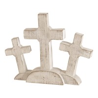 2pk -Three White Crosses Tabletop Cross - (Pack of 2)