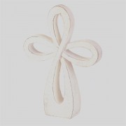 WHITE WASH TABLETOP CROSS 8"