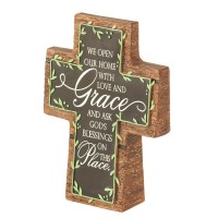 2pk -Tabletop Cross We Open Our Home Resin 6H - (Pack of 2) 2pk -Tabletop Cross We Open Our Home Resin 6H - (Pack of 2)